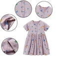 thumbnail image 4 of LYMAYTER Toddler Baby Girls Short Sleeve Dresses Kids Summer Casual Cotton Dress 2-8Y A-Line Cartoon Princess Skirt, 4 of 11