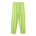 thumbnail image 5 of Gubotare Boys Girls Cotton Linen Pants Child Basic Plain Solid Trousers Big Kids Elastic Waist Long Pants Bloomers Size 15-16 (Green,15-16 Years), 5 of 6