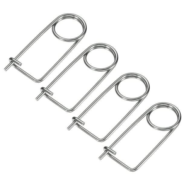 Uxcell 4-Pack Pin de Seguridad de Pasador en Forma de Broche, Pines de Acero Inoxidable M3x42mm, Sujetadores de Broche de Bloqueo Rápido, Clips Retenedores Pesados