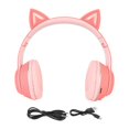 thumbnail image 1 of Kids Bluetooth Headphones Cat Ears Wireless Wired Foldable Headset with Mic LED Light and Volume Control, 1 of 4