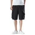 thumbnail image 1 of PEASKJP Men's Regular Fit Short Quick Dry Bathing Suits with Pocket,Black L, 1 of 4