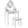 thumbnail image 2 of Roundhill Furniture Moniya White Wood Vanity Table and Stool Set, 2 of 5