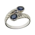 thumbnail image 1 of LBG British Made 9k White Gold Natural Sapphire Womens Band Ring - 33 size options - 5 - 33 size options - Sizes 4 to 12 Available, 1 of 6