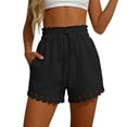 thumbnail image 6 of ClodeEU Women's High Waist Ruffle Hem Shorts,Cute Summer Casual Beach Pants with Pockets Black,Women's Plus L, 6 of 7