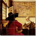 thumbnail image 1 of Ceramic Tile Mural-Johannes Vermeer Men Women Painting 23. 21.25" w x 21.25" h using (25) 4.25 x 4.25 ceramic tiles, 1 of 3