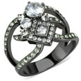 thumbnail image 1 of Alamode TK3690-5 Femmes IP Light Noir Bague en Acier Inoxydable avec AAA Grade CZ en Clair - Taille 5, 1 of 1
