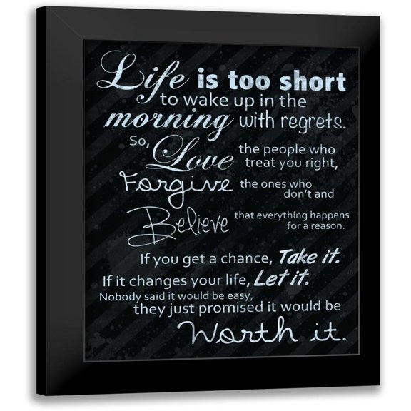 Gibbons, Lauren 12x14 Black Modern Framed Museum Art Print Titled - Life Is Short Blue