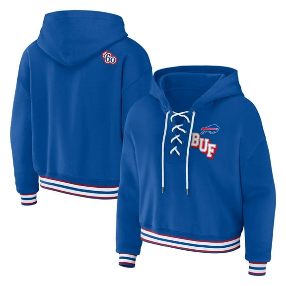 Women's WEAR by Erin Andrews Royal Buffalo Bills Plus Size Lace-Up Pullover Hoodie