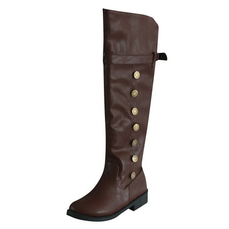 

ZXHACSJ Womens Flats Round Toe Low-heeled Zipper Ladies Shoes Western High Tube Boots Brown 36