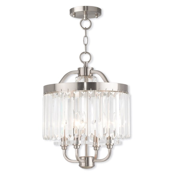 4 Light Brushed Nickel Mini Chandelier/Ceiling Light fixture with Steel base material