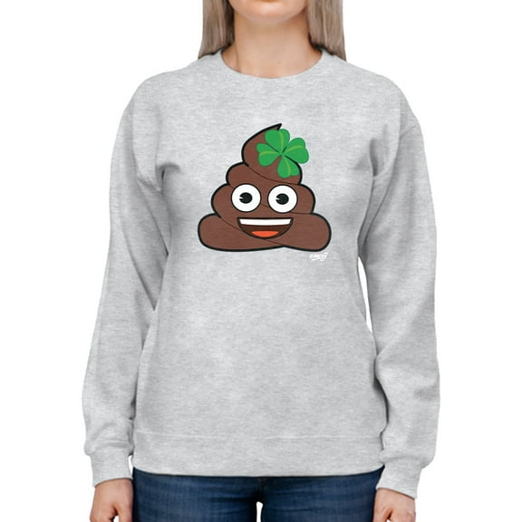 Lucky Poo Emoji - Fun Clover Charm Design Women's Sweatshirt
