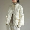 thumbnail image 4 of Chaqueta corta ligera de plumón de pato blanco para mujer, chaqueta holgada a la moda, chaqueta en V completa a juego para hombres pequeños, 4 of 5