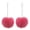 Red, variant on Faux Fur Fluffy Pom Pom Chain Drop Earrings, Dangling Style