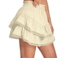thumbnail image 4 of PWPSG Womens Elastic Waist Lace Trim Skort, Built-in Shorts with Ruffle Hem, Soft Fabric for Athletic Casual Wear Yellow XXXL, 4 of 8