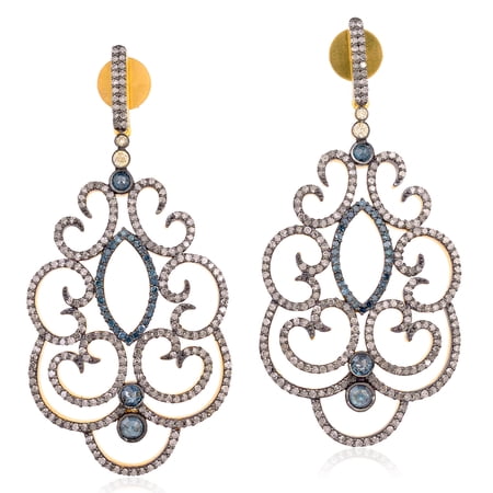 Pave Diamond 18kt Gold 925 Sterling Silver Designer Dangle Earring Jewelry