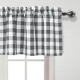 thumbnail image 3 of 3 Piece Semi Sheer Kitchen Curtains - Light Filtering Buffalo Plaid Tier and Valance Window Curtains Set, Grey and White, 52 W x 18 L (1 Panel) + 26 W x 24 L (2 Panels), 3 of 6