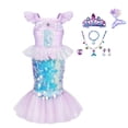 thumbnail image 3 of Vestido de princesa Ariel de La Sirenita de Disney para niñas, disfraz de lentejuelas, disfraz para niños, disfraz para Halloween, carnaval, fiesta de cumpleaños, ropa de 2 a 10 años, 3 of 5