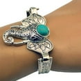 thumbnail image 5 of Silver Antique Style Elephant Head Simulated Turquoise Anti-Tarnish Resistant Bracelet-J-382-A, 5 of 5