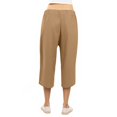 thumbnail image 5 of Ovticza Straight Leg Linen Pants Women Summer Lightweight Drawstring High Waist Capris Pants Loose Comfy Boho Beach Pants Light Brown 5XL, 5 of 5