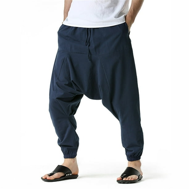 Y2k Baggy Cargo Pants 100% Cotton Joggers Streetwear Ankle-Length Casual  Harem Long Trousers Men