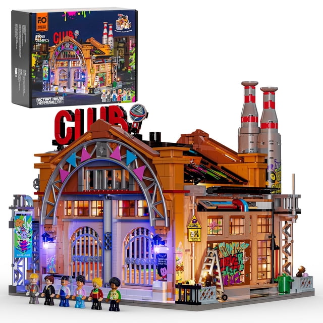 Set de ladrillos de construcción FUNWHOLE Factory House of Music con luces