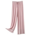 thumbnail image 3 of Women'S Pants Summer Loose Fit Ruffles Straight Drawstring Trousers High Waisted Basketball Light Pink Lounge Pajama Pant M, 3 of 8