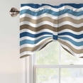thumbnail image 5 of Blue Brown Water Ripple Tie Up Window Valance Striped Modern Tie-up Valance for Kitchen Windows Adjustable Small Curtain Balloon Shades for Kitchen Bathroom Cafe 60x18inch, 5 of 9
