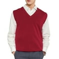 thumbnail image 2 of Fusipu Sleeveless Loose Warm Sweater Vest Men Solid Color V-neck Pullover Waistcoat for Daily Wear, 2 of 8