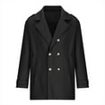 thumbnail image 4 of CHEEREAM Men's Notched Collar Trench Coat Double Breasted Long Winter Pea Coats Mid-Length Business Wool Blend Peacoat with Pockets Black XL, 4 of 6
