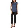 thumbnail image 2 of Allegra K Women's Cut Out Keyhole Back Straight Solid Pleated Cap Sleeve Blouse, 2 of 6