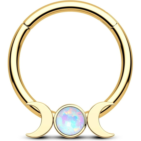 shiyou-Septum Jewelry 16G Moon Septum Rings 316L Stainless Steel Daith Piercing Jewelry Helix Earrings for Women Opal Septum Piercing Jewelry, Metal, cubic-zirconia