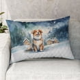 thumbnail image 2 of Hello Winter Miniature American Shepherd Welcome Snowy Night Watercolor Vintage Quilt Pillowcase MAS Dog Lover Gifts Throw Pillow Cover Bed Home Decor - 01011, 2 of 5