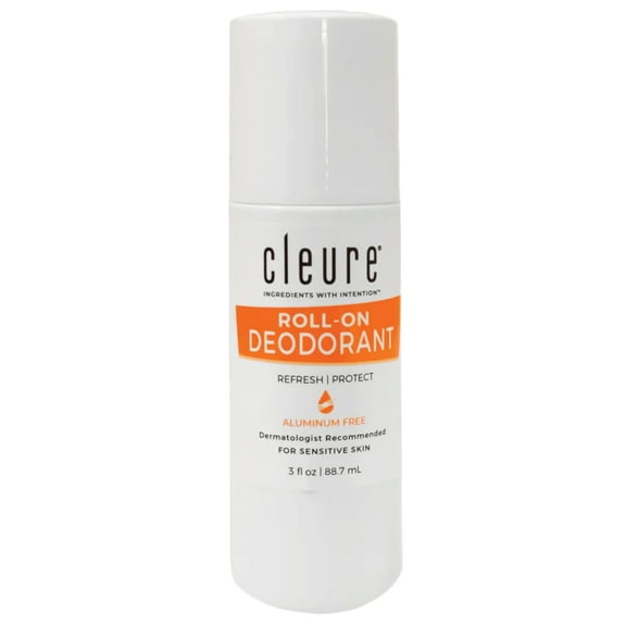 Cleure Liquid Roll-On Natural Deodorant for Sensitive Skin - Aluminum Free & 24 Hour Odor Control for Men & Women - Fragrance Free (3 oz)