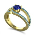 thumbnail image 2 of Diamond-Capitals 2.50 Carat Beautiful Round Cut Blue Sapphire & Blue Topaz Gemstone Engagement Ring for Fiancee 18K Yellow Gold Size 4, 2 of 8