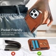 thumbnail image 4 of SaniMore for iPhone 14 Pro Max Case with Metal Rotating Ring Kickstand RFID Blocking Card Slots PU Leather Anti-scractch Wear-resitant Shockproof Wallet Cover for iPhone 14 Pro Max(6.7" 2022), Brown, 4 of 9