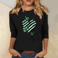 thumbnail image 1 of Meichang T-Shirts à Manches 3/4 pour Femmes T-Shirts de la Saint-Patrick Hauts Graphiques Trèfle Chanceux T-Shirts de Vacances Col Rond Blouses en Liquidation, 1 of 5