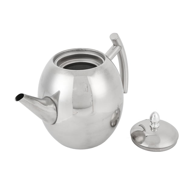 Stainless Steel Teapot, Large Metal Coffee Pot with Removable Filter, Curved Handle Teapot, Loose Tea Leaf Coffee Pot Kettle for Home, Restaurant, Outdoor