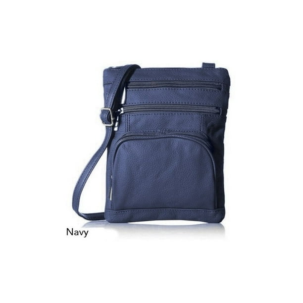 Maze Exclusive - Super Soft Leather Plus Size Crossbody Bag- Navy - 0 - 0