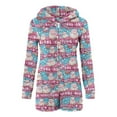thumbnail image 5 of Wowcloth Woman's Christmas Print Pajamas, Hooded with Ears and Plush Fleece, Warm Winter Thermal One-Piece Jumpsuit with Zipper, Cozy Homewear and Sleepwear, 5 of 7