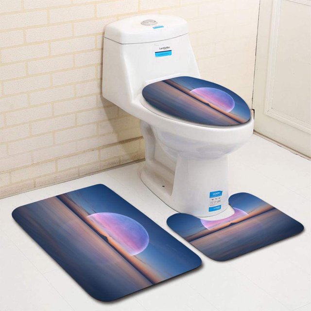 Juego de alfombras de baño ABPHQTO Planeta como la luna sobre la montaña del océano 3 piezas