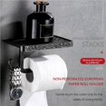 thumbnail image 2 of Moyic Soporte de baño de aluminio sin perforaciones, soporte de papel montado en la pared con estante espacioso para baño de cocina Juegos de accesorios de baño Negro Moyic HA024480-02, 2 of 6