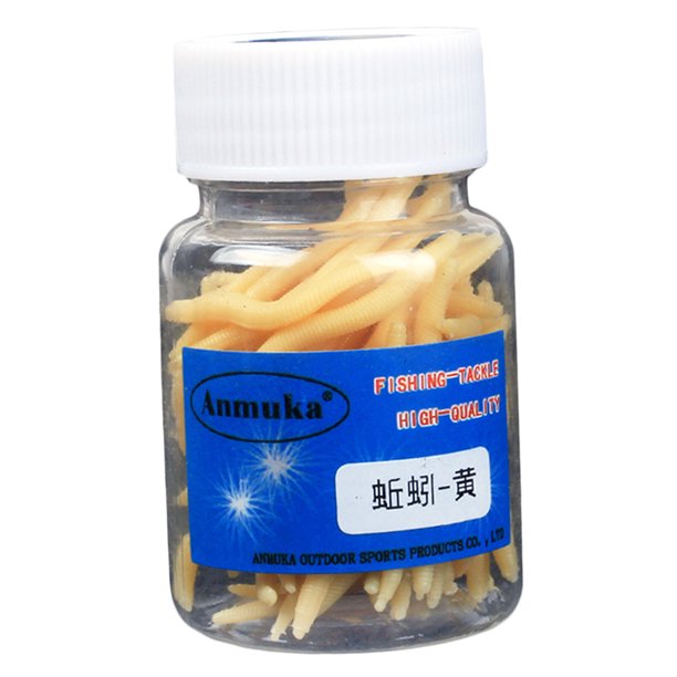 1 Caja De Imitación De Lombriz Artificial Señuelo De Cebo Suave Amarillo Sunnimix