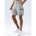 thumbnail image 2 of APTRO Men's Cargo Shorts 9" Elastic Waist Drawstring Summer Casual Corduroy Work Shorts with Zipper Pockets Light Gray L, 2 of 7