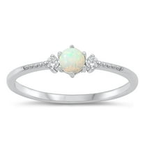 CHOOSE YOUR COLOR Clear CZ White Simulated Opal Wholesale Ring .925 Sterling Silver Band Female Size 9