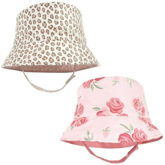 Hudson Baby Infant Girl Sun Protection Hat, Blush Rose Leopard, 0-12 Months