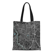 ASHLEIGH Canvas Tote Bag Black and White City Map of Madrid Well Organized Reusable Shoulder Grocery Shopping Bags Handbag