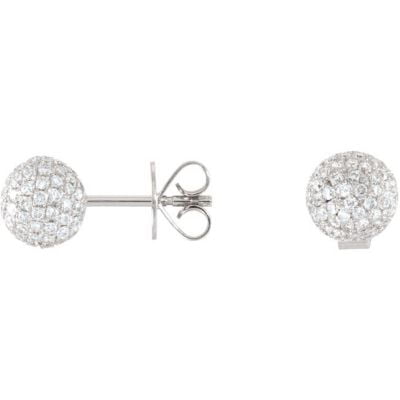Diamond Pave Ball Earrings 68562 / 18Kt White / Pair 1 1/6 Ct Tw / Polished / Diamond Earrings