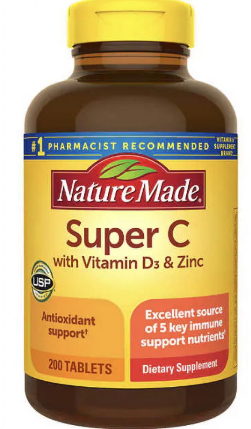 Nature Made Super C with Vitamin D3 and Zinc, 200 Tablets