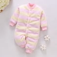 thumbnail image 2 of Newborn Infant Baby Boy Girl Fleece Romper Long Sleeve Button Jumpsuit One Piece Winter Warm Outfit Clothes, 2 of 3