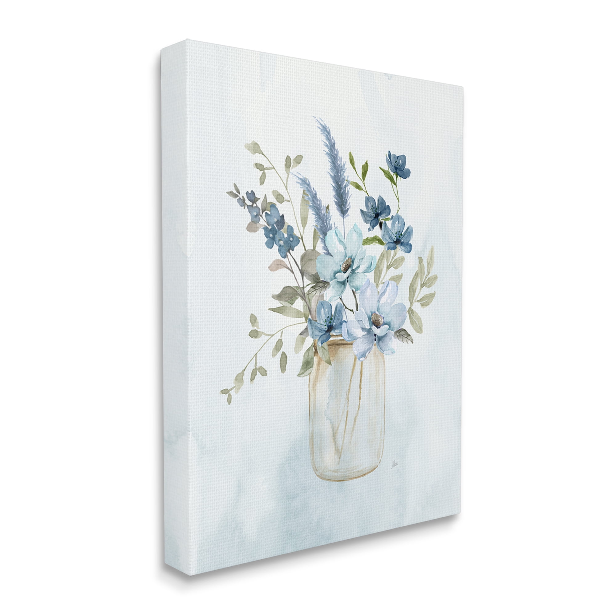 Stupell Industries Floral Blue Bouquet Botanical & Floral Painting Gallery Wrapped Canvas Art Print Wall Art, 30 x 40